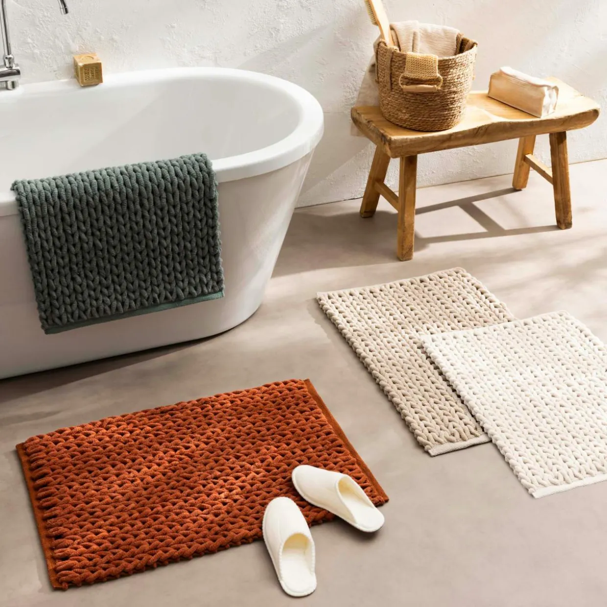 Tapis de bain en coton (50 x 80 cm) Ariel Vert cèdre
