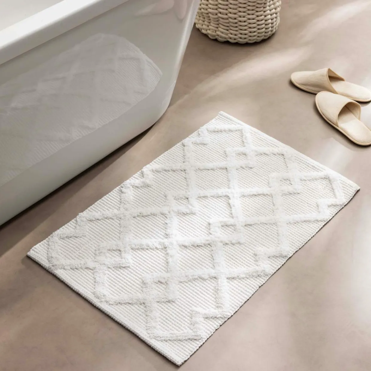 Tapis de bain en coton (50 x 80 cm) Otis Beige