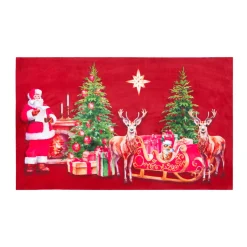 Tapis de Noël antidérapant (45 x 75 cm) Réveillon de Noël Rouge