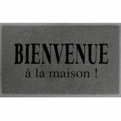 Tapis d'entrée antidérapant (45 x 75 cm) Bienvenue à la maison Gris