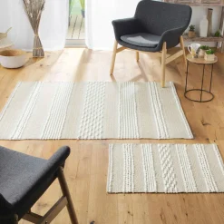 Tapis de salon coton (60 x 90 cm) Blanca Beige