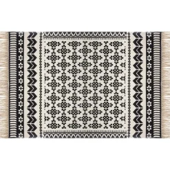 Tapis de salon coton (120 x 170 cm) Delhi Noir et blanc