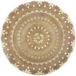 Tapis de salon jute rond (115 cm) Gold shine Or