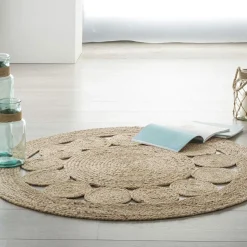 Tapis de salon jute rond (120 cm) Vent Beige naturel