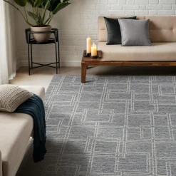 Tapis de salon rectangulaire laine tuftée (140 x 200 cm) Yutoo Gris