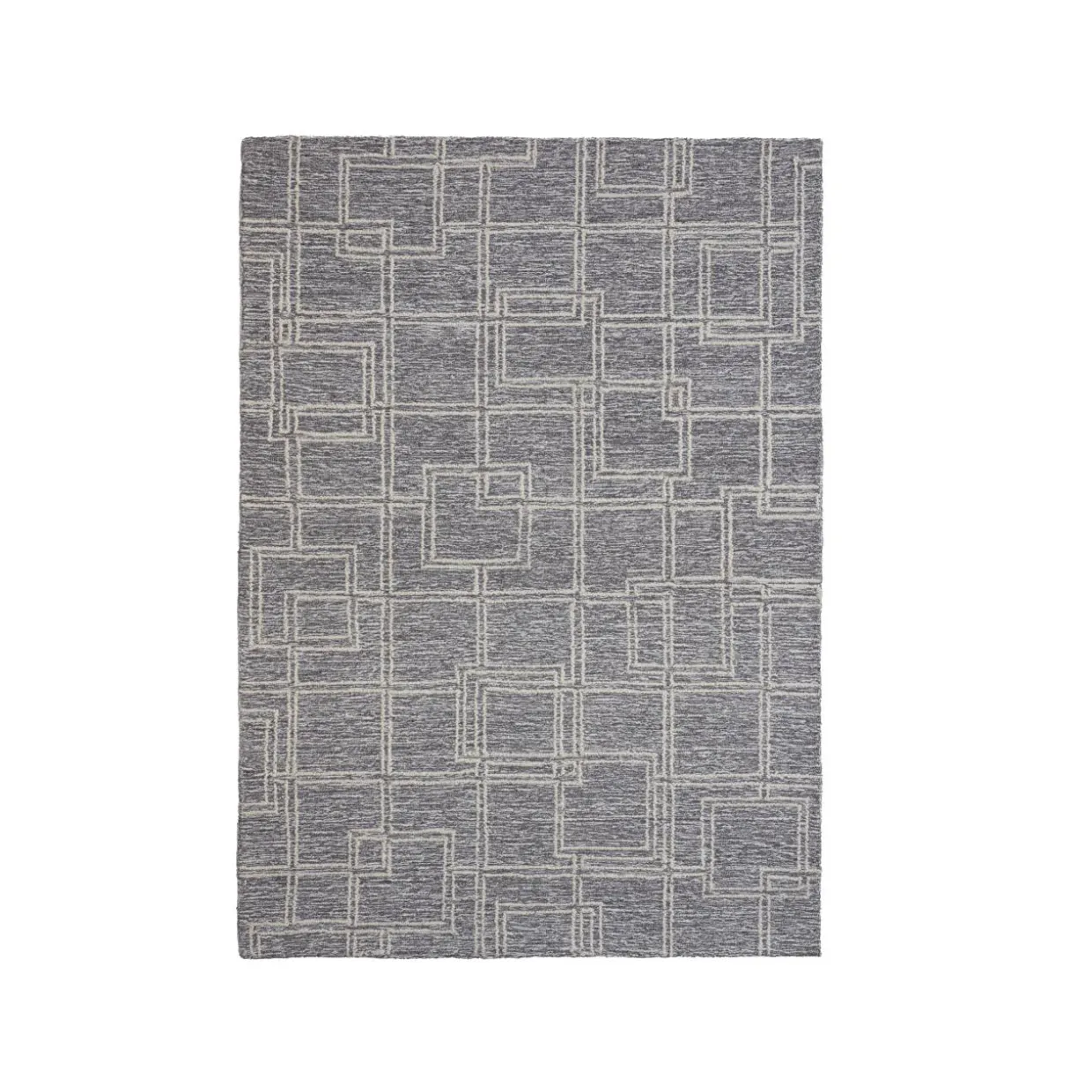 Tapis de salon rectangulaire laine tuftée (140 x 200 cm) Yutoo Gris