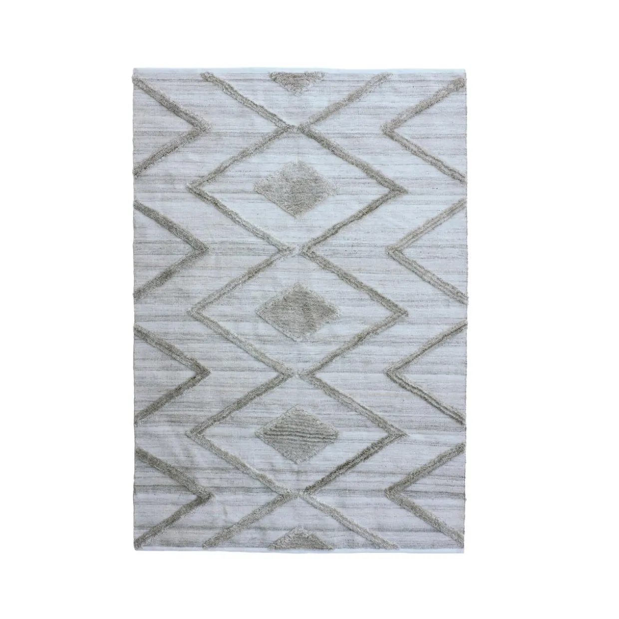 Tapis de salon rectangulaire matière recyclée tuftée (140 x 200 cm) Kaito Ivoire