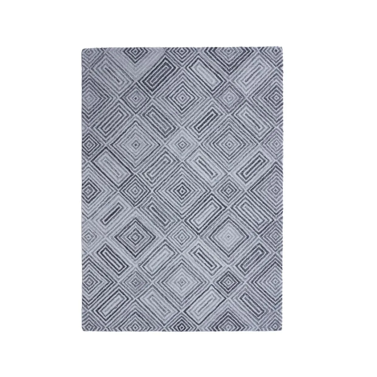 Tapis de salon rectangulaire matière recyclée tuftée (140 x 200 cm) Shelton Gris