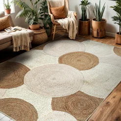 Tapis de salon rectangulaire jute tressée main (160 x 230 cm) Reina Beige