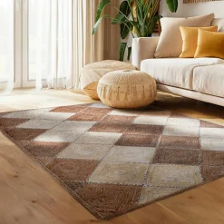 Tapis de salon rectangulaire jute tressée main (140 x 200 cm) Advay Beige