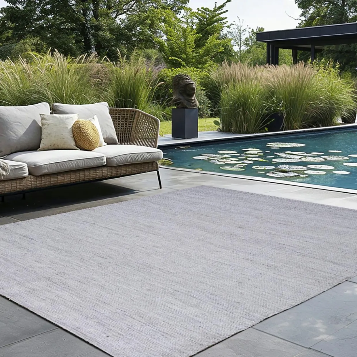 Tapis d'extérieur rectangulaire (160 x 230 cm) Léo Gris chiné