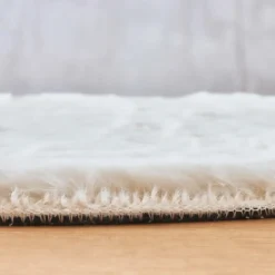 Tapis rond fausse fourrure (80 cm) Finn Blanc