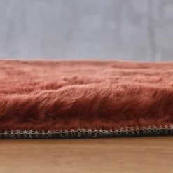 Tapis rond fausse fourrure (80 cm) Finn Terracotta