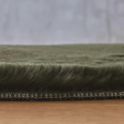 Tapis rond fausse fourrure (80 cm) Finn Vert kaki