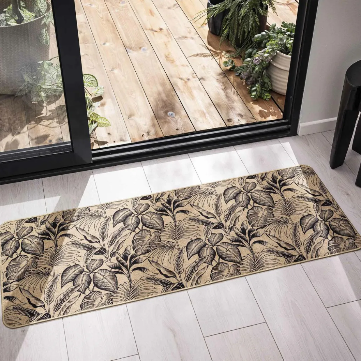 Tapis tissé antidérapant (45 x 120 cm) Stylis Noir