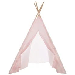 Tipi enfant bois et tissu (H160 cm) Dameo Rose