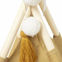 Tipi enfant bois et tissu (H160 cm) Wapi Jaune ocre