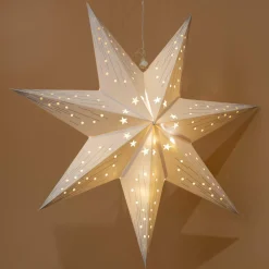 Étoile lumineuse à piles Origami (H40 cm) Oria Blanc et blanc chaud