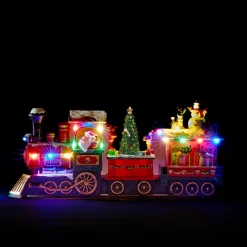 Train de Noël animé et musical (H38 cm) Père Noël et ses lutins Multicolore