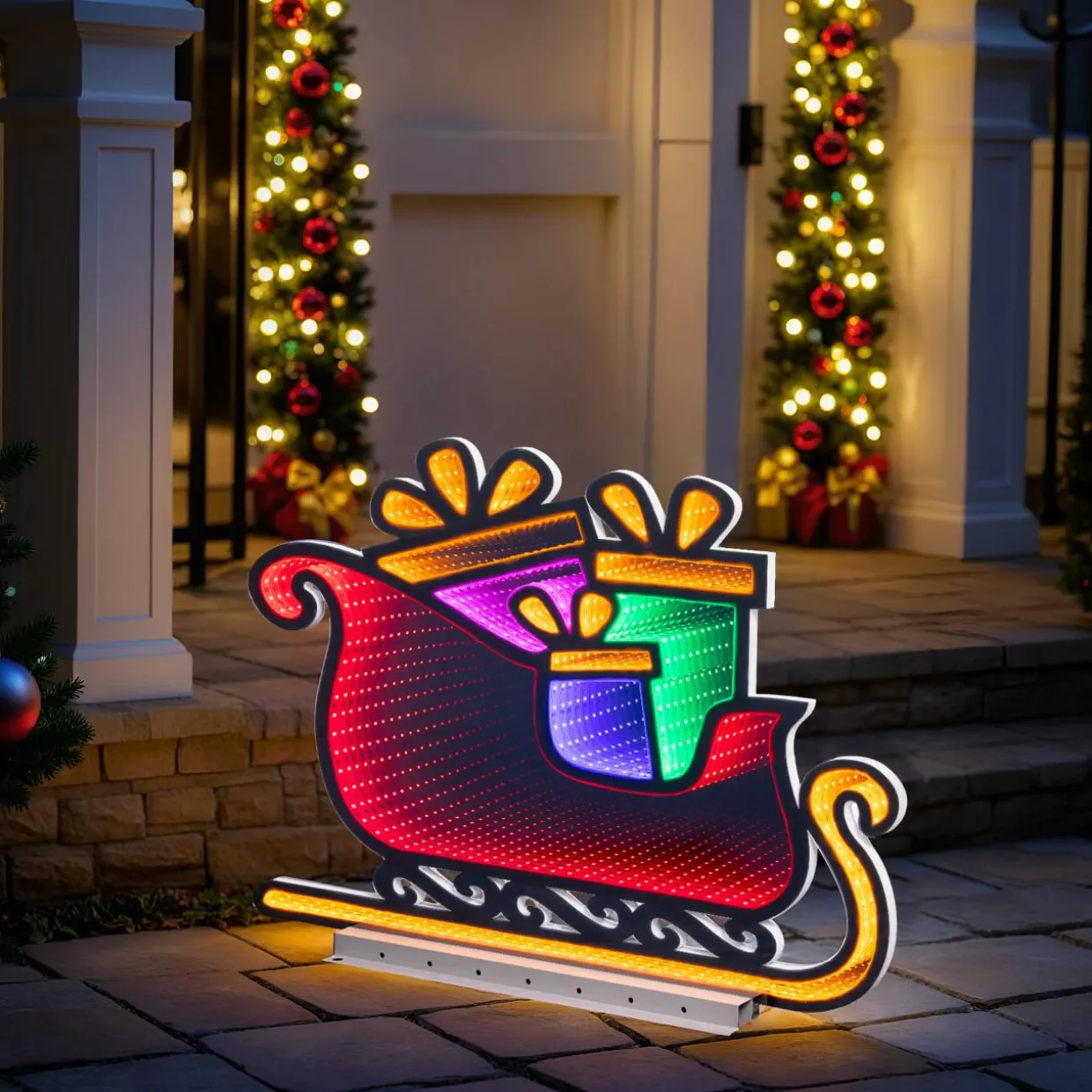 Traineau du Père Noël lumineux 396 LED (H45 cm) Infinity Multicolore