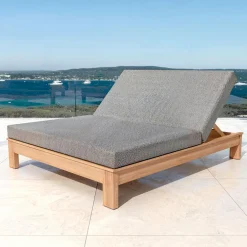 Transat double en bois d'acacia Bornéo Gris anthracite