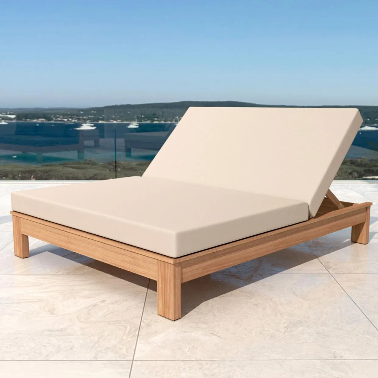 Transat double en bois d'acacia Bornéo Sable