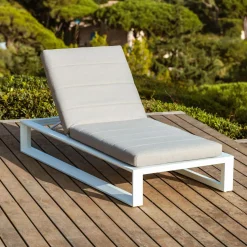 Transat en aluminium Elba Blanc et taupe