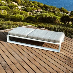 Transat en aluminium Elba Blanc et taupe