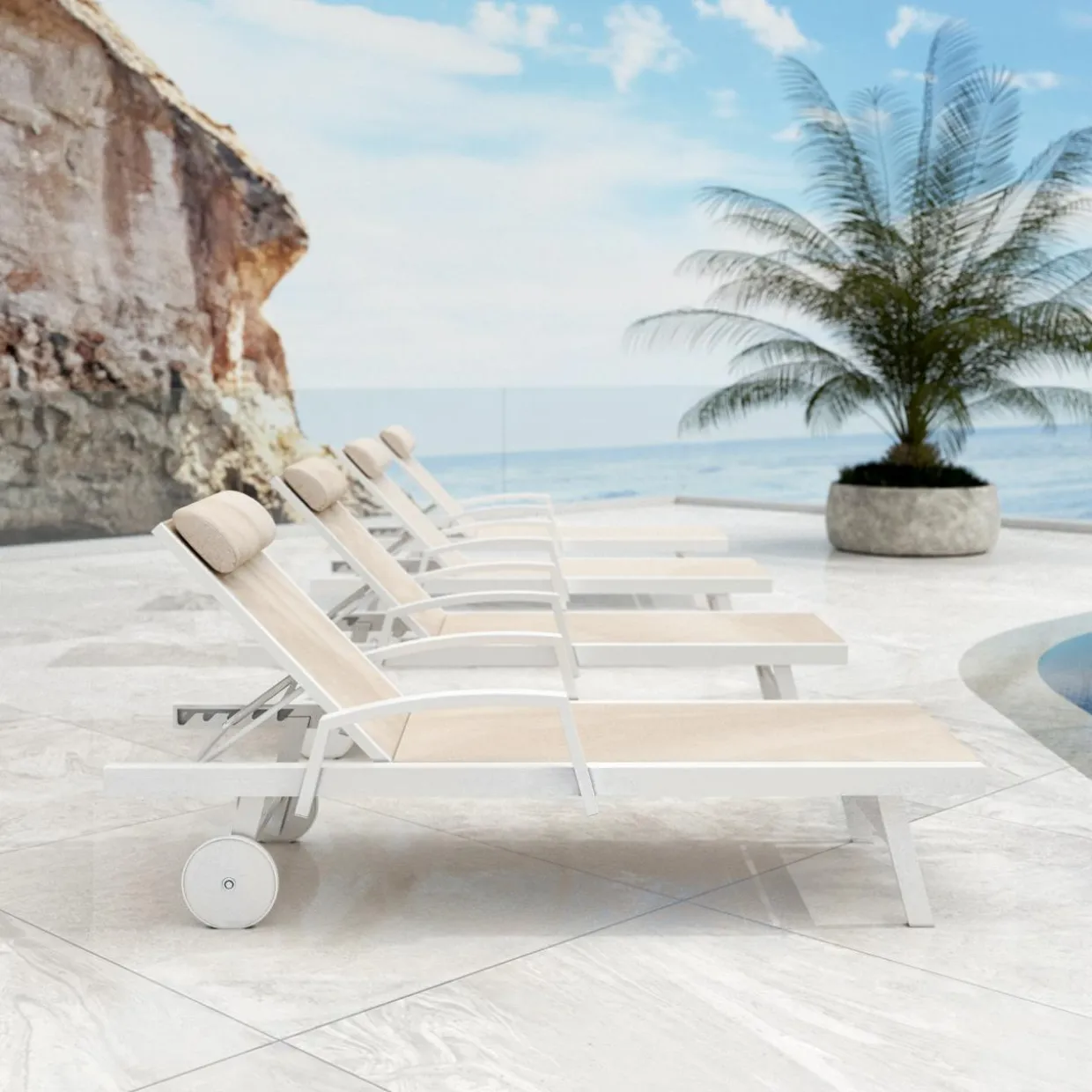 Transat en aluminium Pirae Ecru
