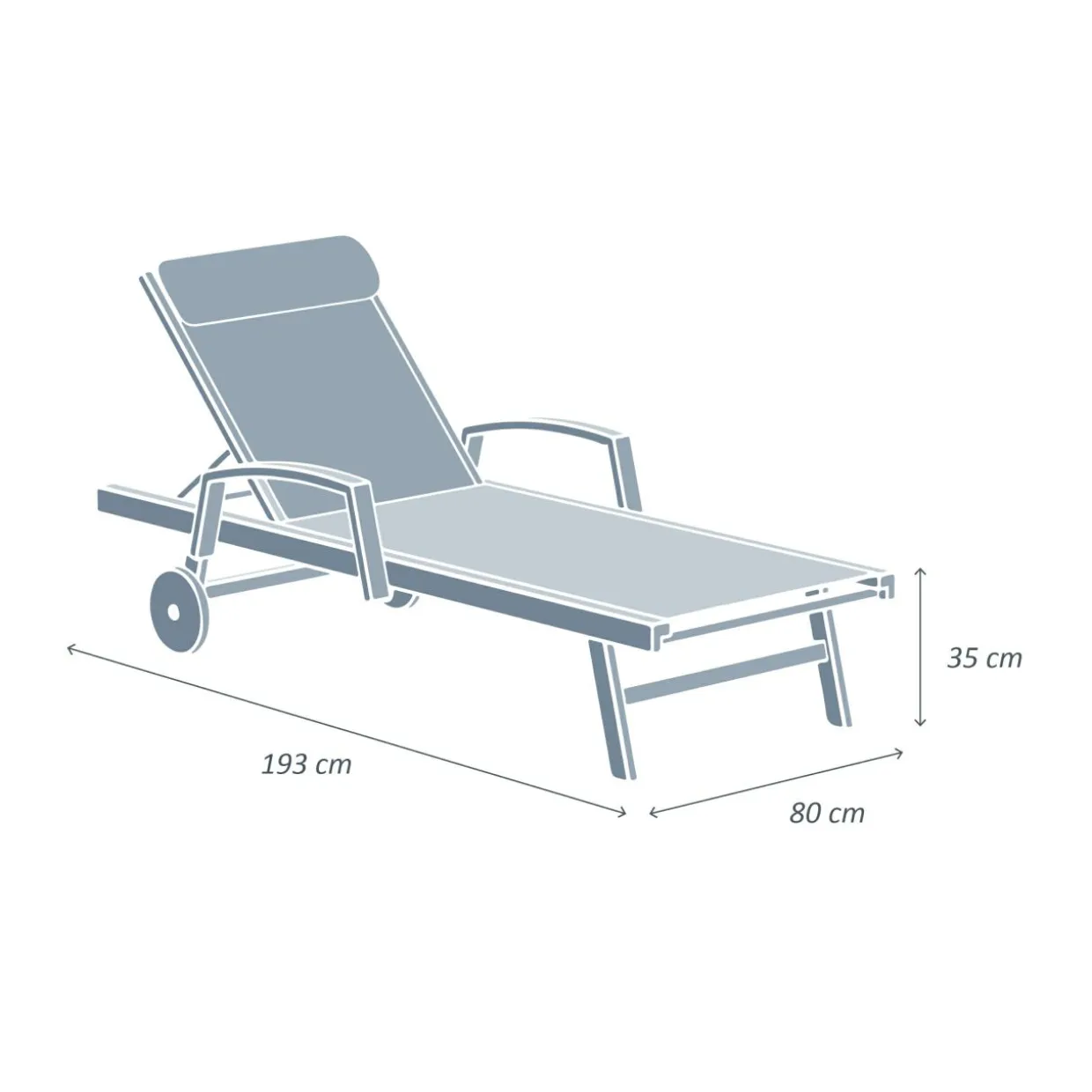 Transat en aluminium Pirae Gris anthracite