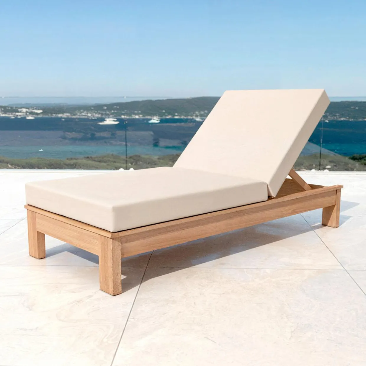 Transat en bois d'acacia Bornéo Sable