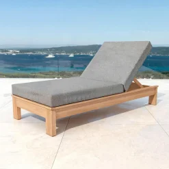 Transat en bois d'acacia Bornéo Gris anthracite