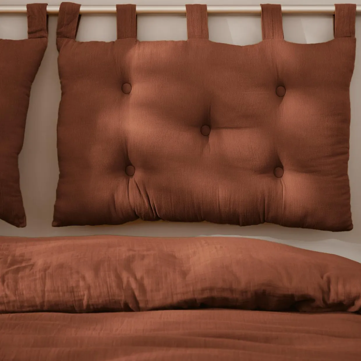 Tête de lit coussin gaze de coton (80 x 50 cm) Gaïa Terracotta