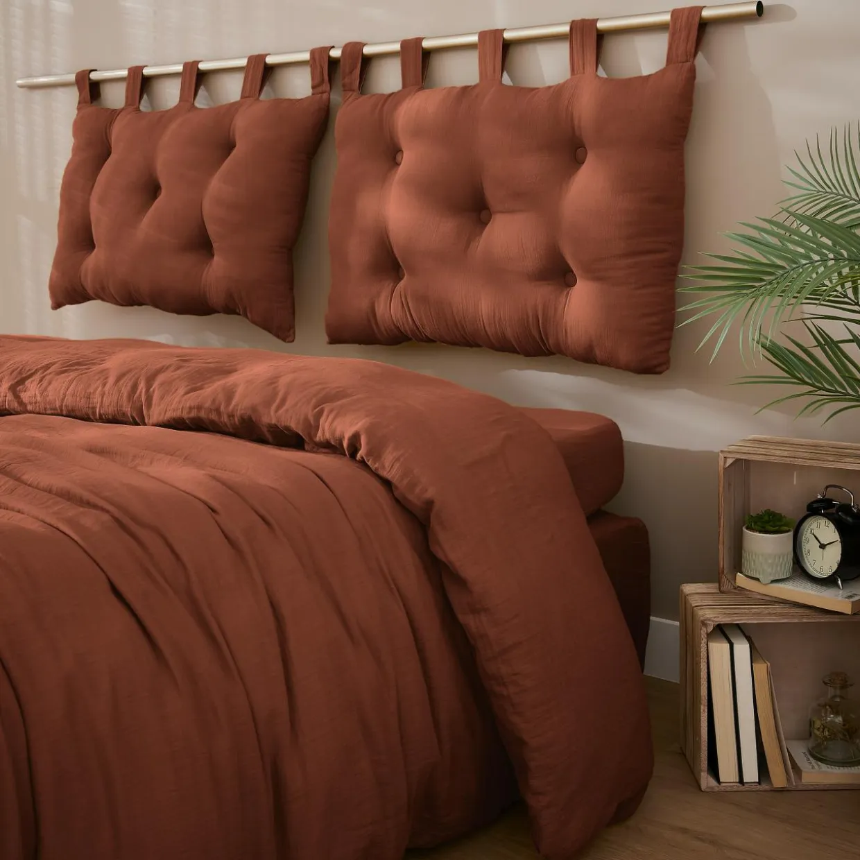 Tête de lit coussin gaze de coton (80 x 50 cm) Gaïa Terracotta