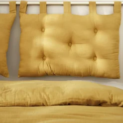 Tête de lit coussin gaze de coton (80 x 50 cm) Gaïa Jaune safran