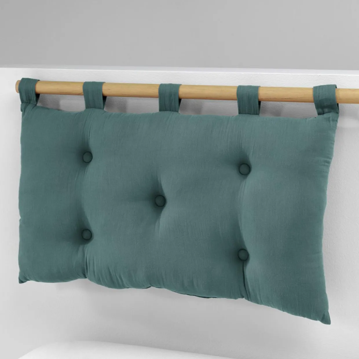 Tête de lit coussin gaze de coton (80 x 50 cm) Gaïa Bleu canard