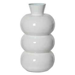 Vase en métal émaillé fait main (H33 cm) Serena Blanc brillant