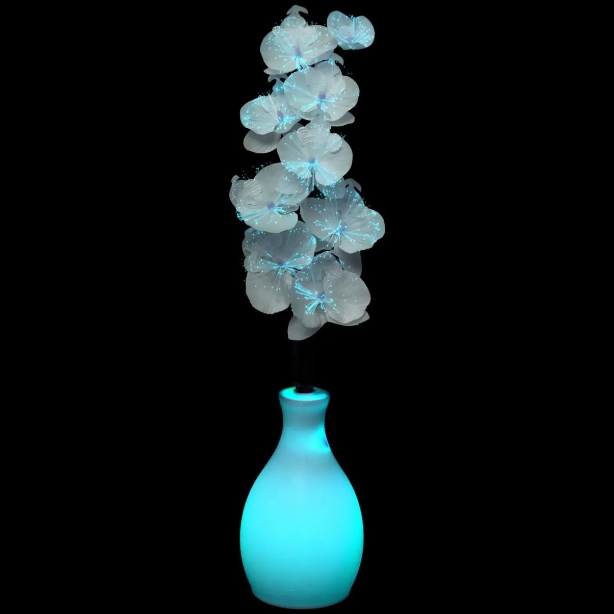Vase orchidée lumineux à piles multicolore