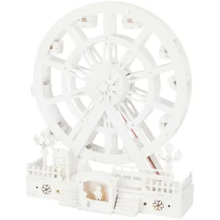 Village de Noël en bois lumineux et animé (H30 cm) Roue Enchantée de Noël