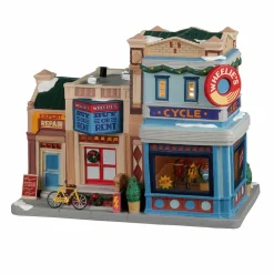 Village de Noël Lemax lumineux Boutique de vélos et de patins à roulettes