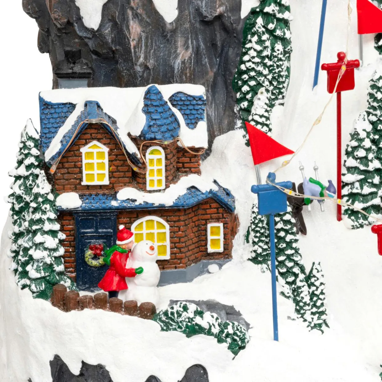 Village de Noël lumineux et animé (H52 cm) Piste de ski lumineuse