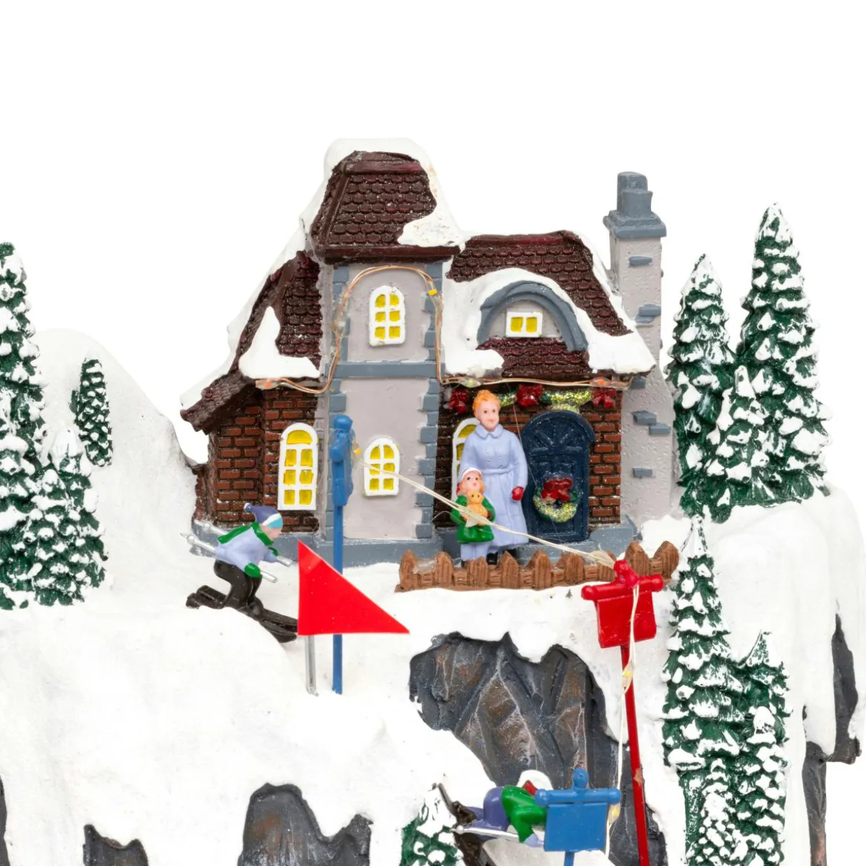 Village de Noël lumineux et animé (H52 cm) Piste de ski lumineuse