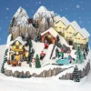Village de Noël lumineux et musical Chalets en montagne