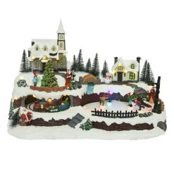 Village de Noël lumineux et musical Eglise sur la colline