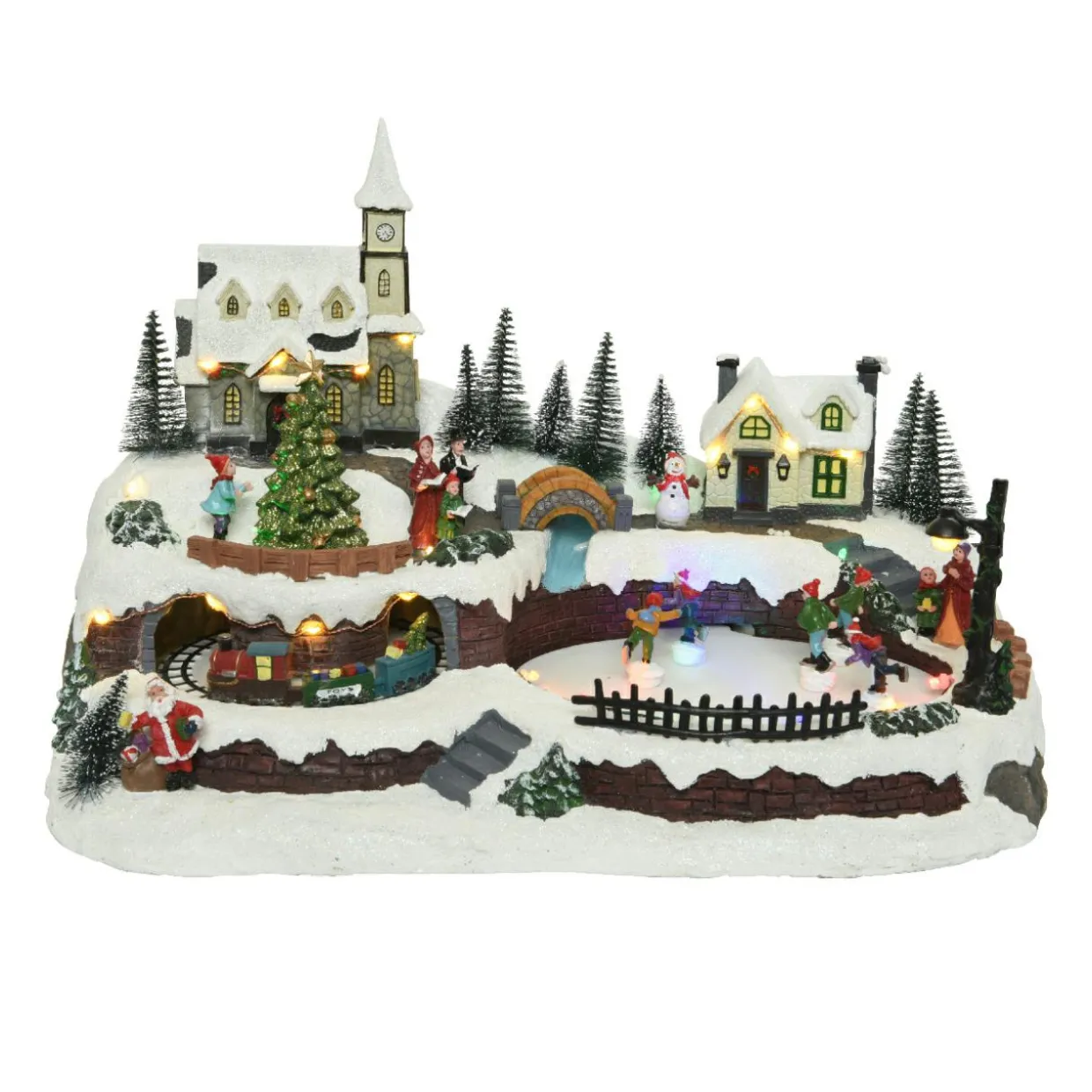 Village de Noël lumineux et musical Eglise sur la colline