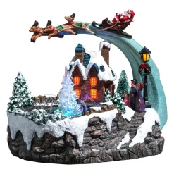 Village de Noël lumineux et musical Père Noël et fontaine