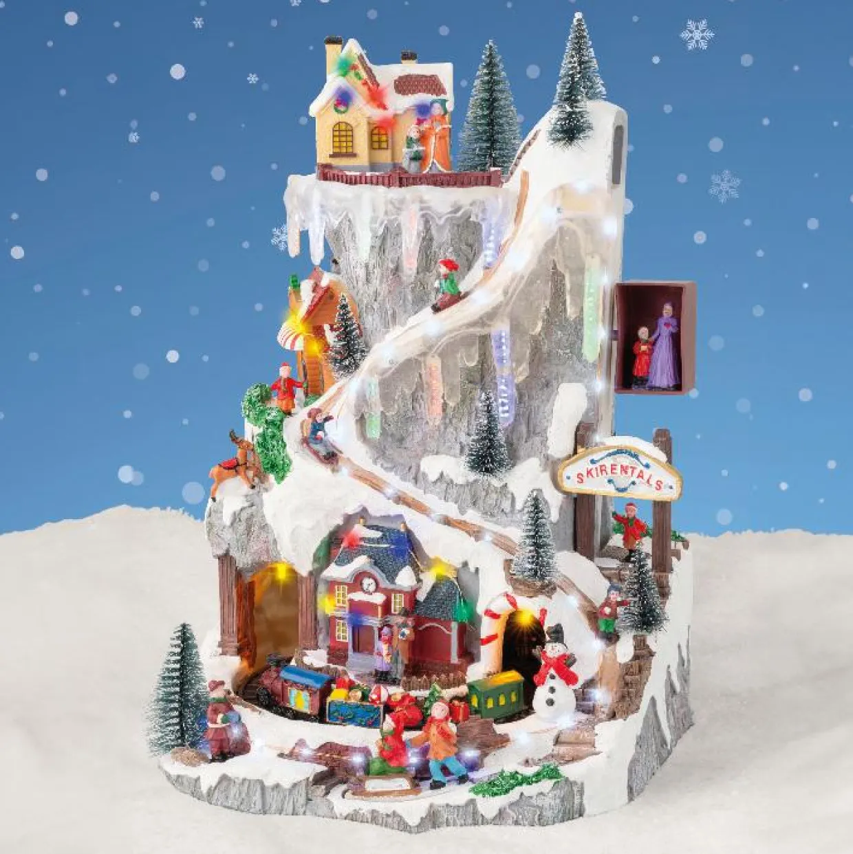 Village de Noël lumineux et musical à piles Glaçons colorés et illuminés