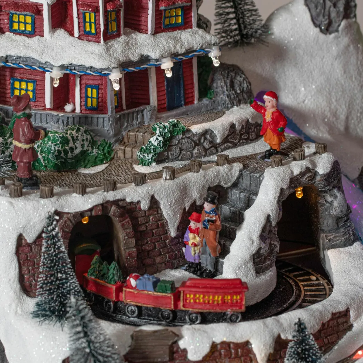 Village de Noël lumineux et musical à piles Glaçons colorés et illuminés