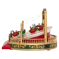 Village de Noël musical et animé sur piles (H26 cm) Manège Tasses tournantes