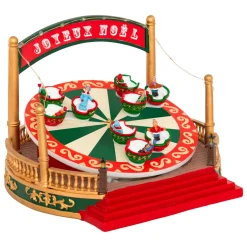 Village de Noël musical et animé sur piles (H26 cm) Manège Tasses tournantes
